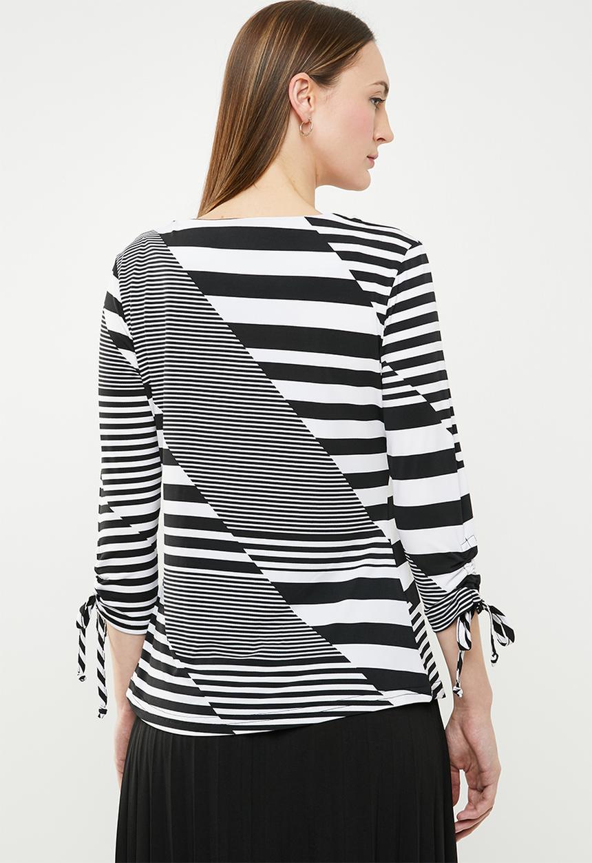 edit - 3/4 Sleeve shell top - black & white