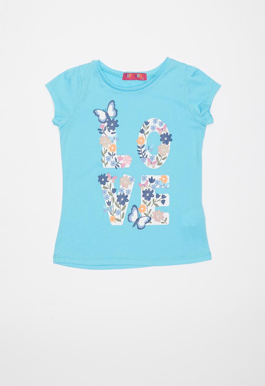 Pop Candy - Girls love butterfly and flower tee - blue