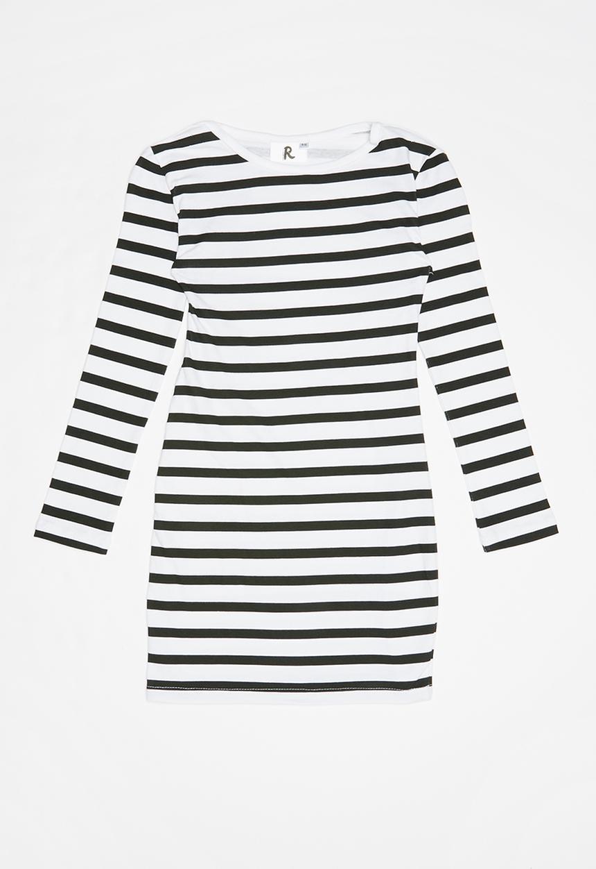 Rebel Republic - Fitted long sleeve bodycon dress - white & black
