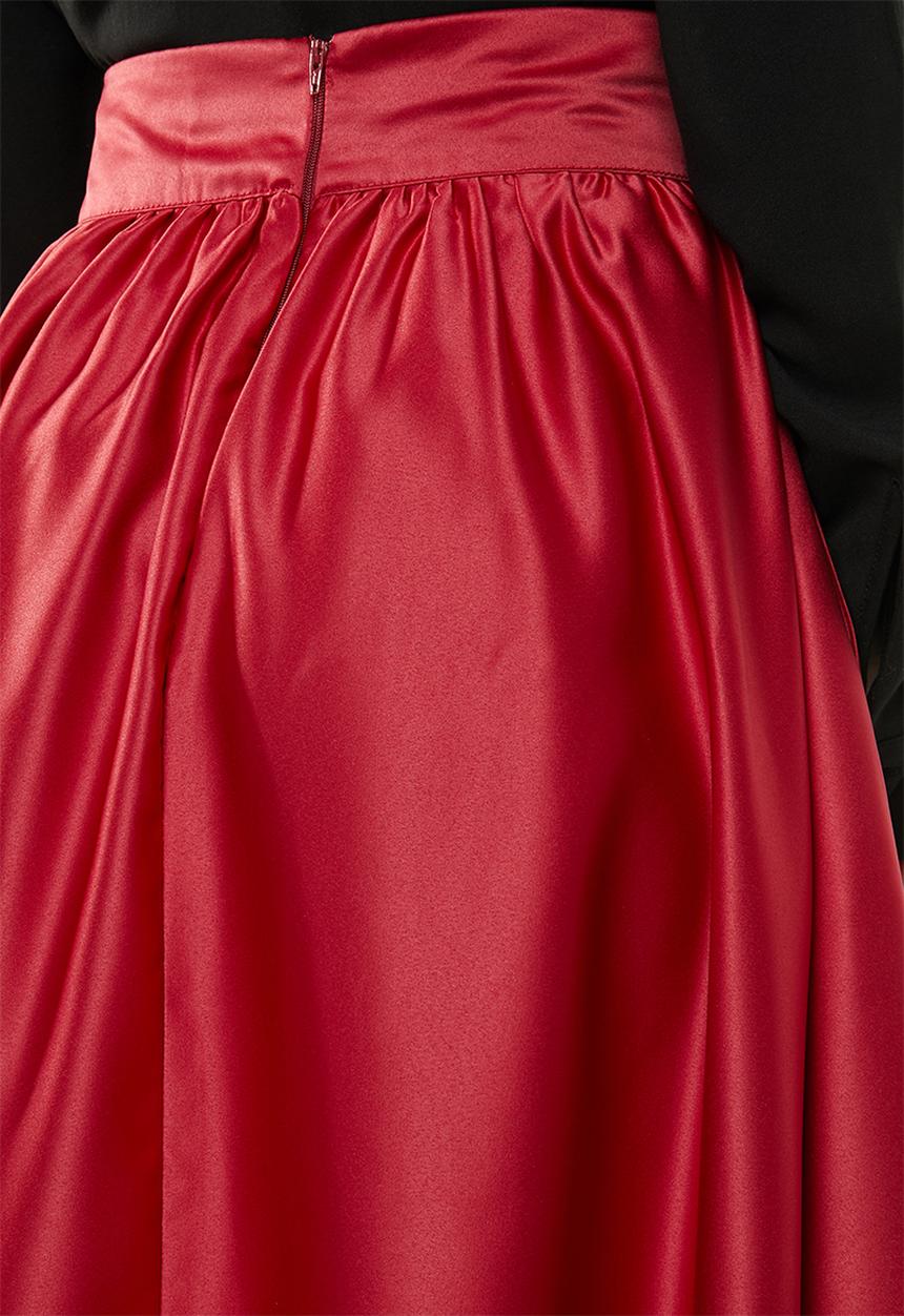 edit - High waist pleated skirt - red