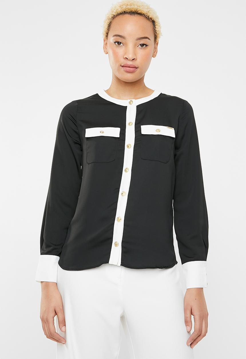 SISSY BOY - Contrast shirt blouse - black & white