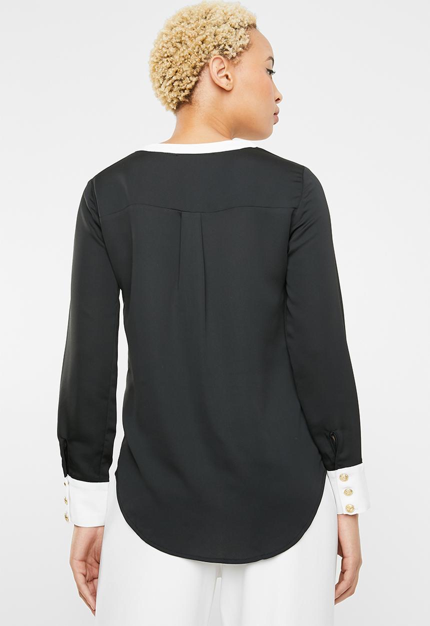 SISSY BOY - Contrast shirt blouse - black & white