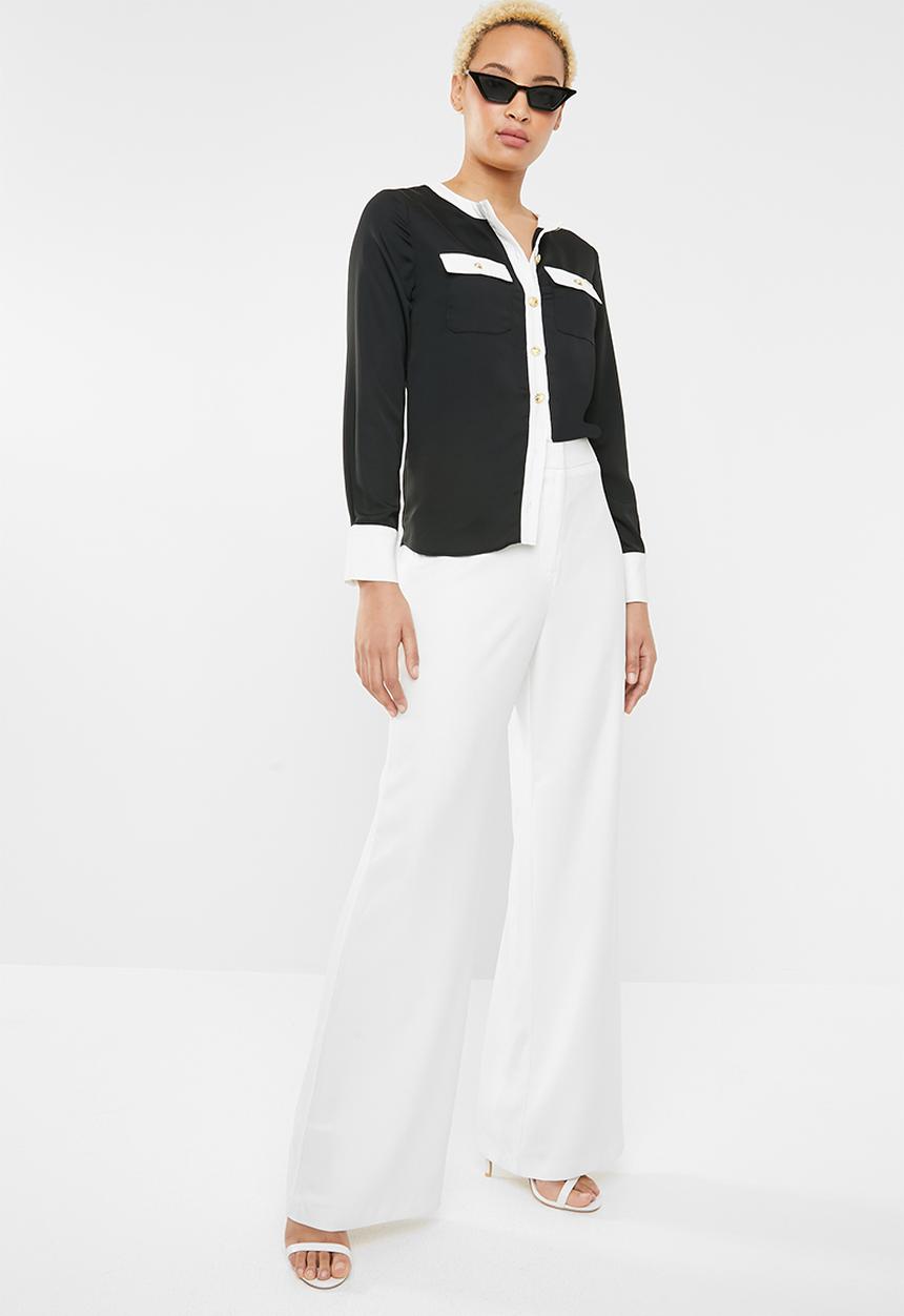SISSY BOY - Contrast shirt blouse - black & white