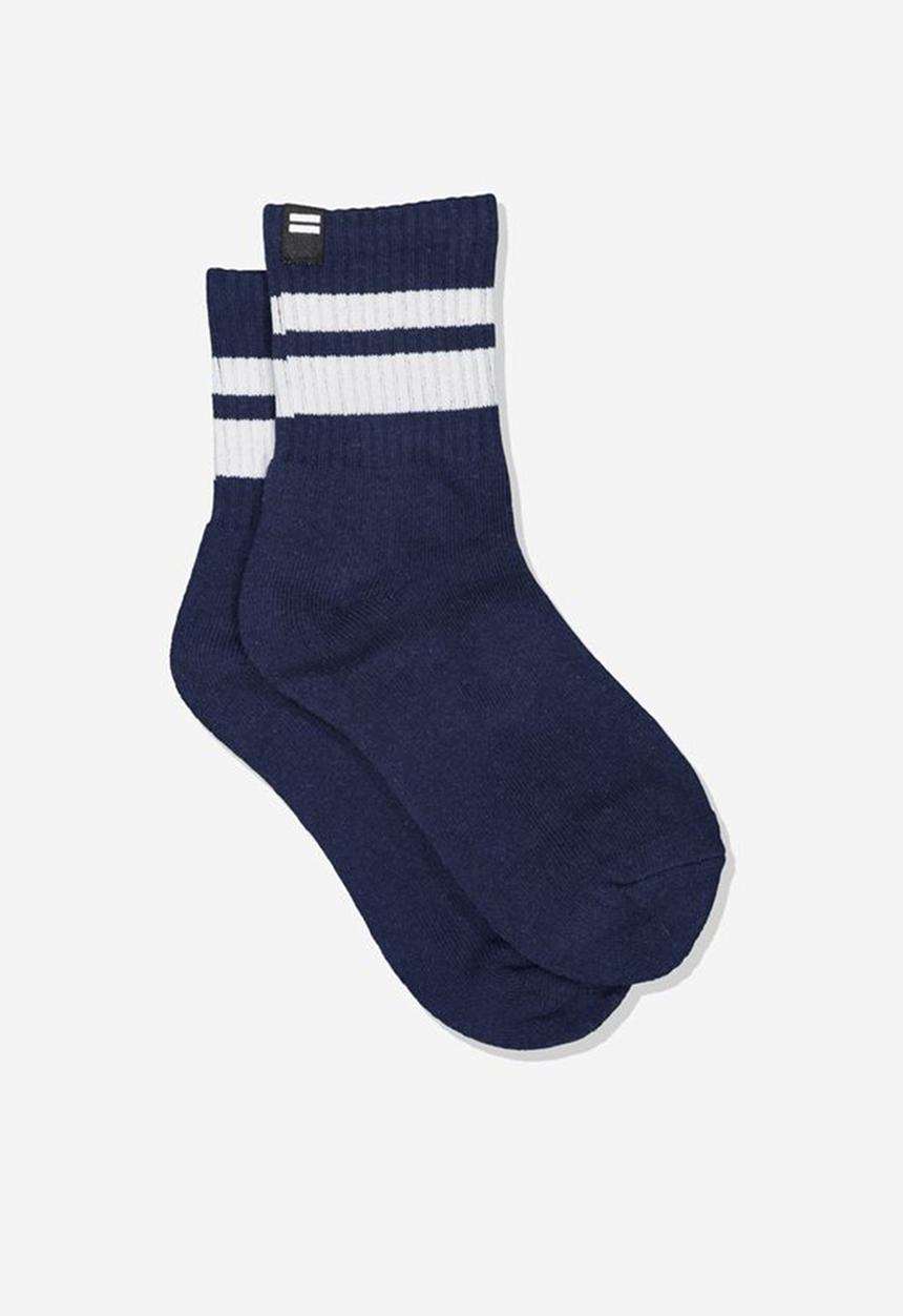 Cotton On - Ribbed crew socks - navy & white