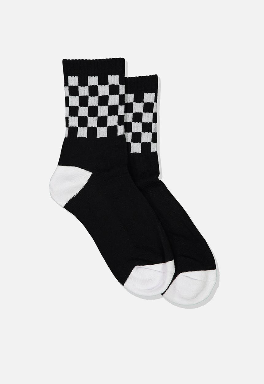 Cotton On - Ribbed crew socks - black & white 