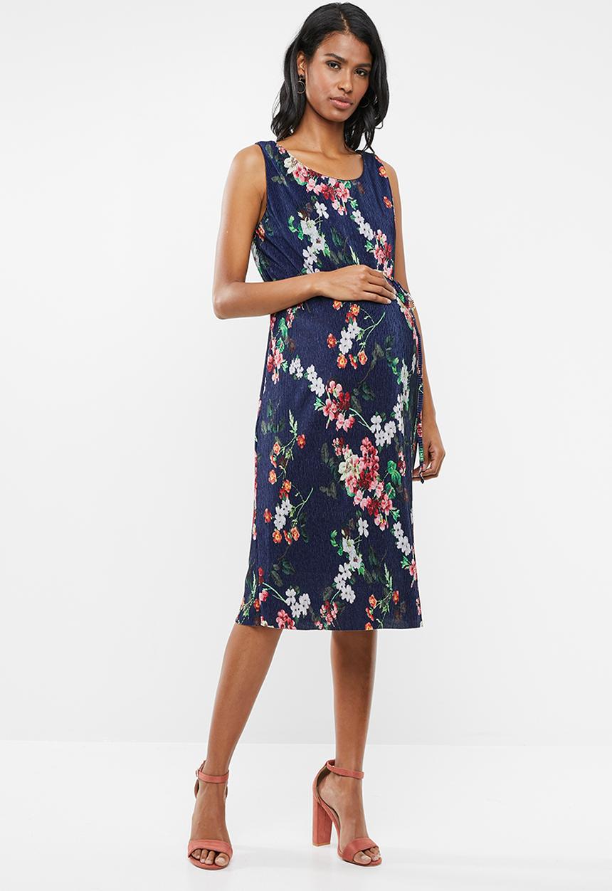 Cherry Melon - Maternity Plisse dress - navy