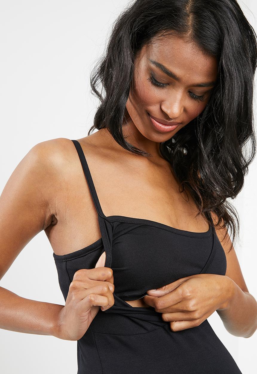 Cherry Melon - Crossover feeding cami - black