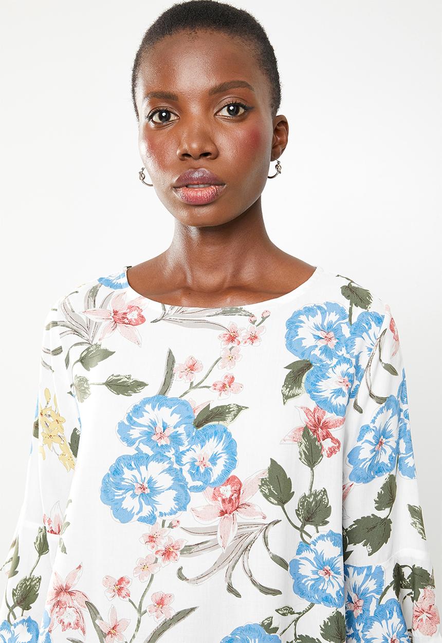 Revenge - Bell sleeve washed floral top - multi
