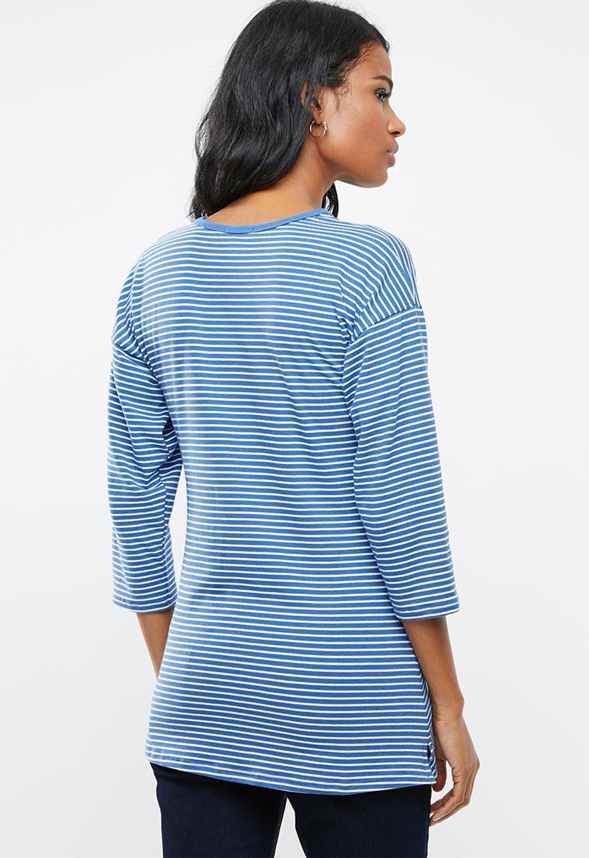 edit Maternity - Crew neck knit top - blue & white
