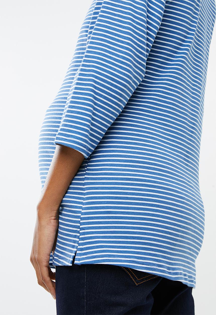 edit Maternity - Crew neck knit top - blue & white