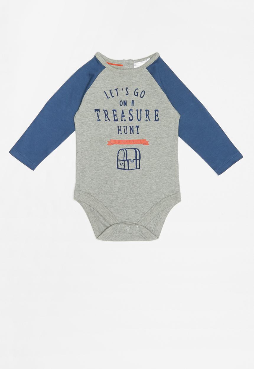Pop Candy - Baby boys bodysuit - grey & blue