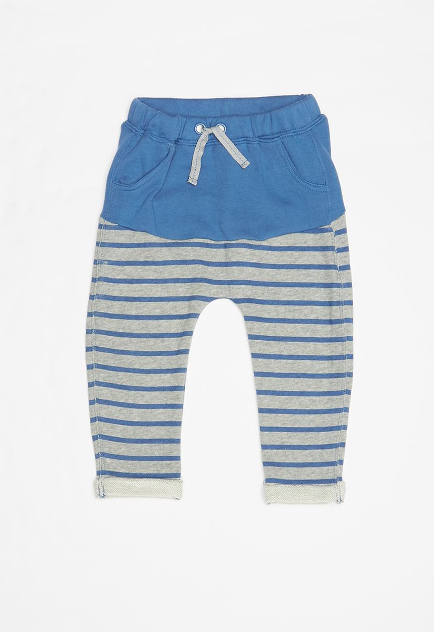 Pop Candy - Infant terry pants - blue & grey