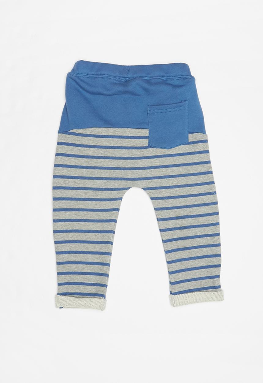 Pop Candy - Infant terry pants - blue & grey