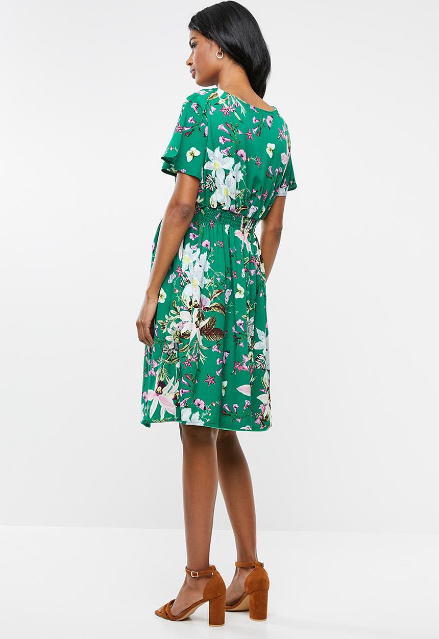 Cherry Melon - Maternity V-neck smocked dress - multi