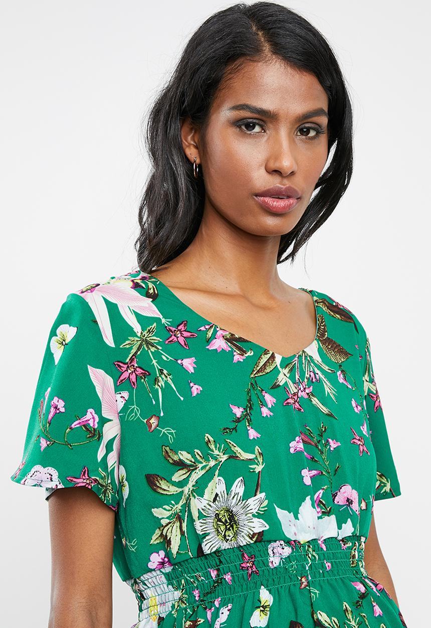 Cherry Melon - Maternity V-neck smocked dress - multi
