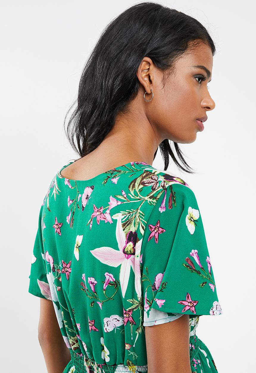 Cherry Melon - Maternity V-neck smocked dress - multi