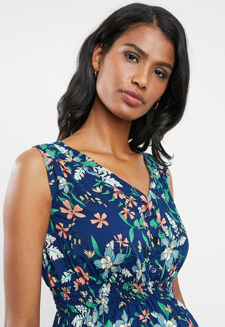 Cherry Melon - Maternity Sleeveless smock button-thru dress - multi