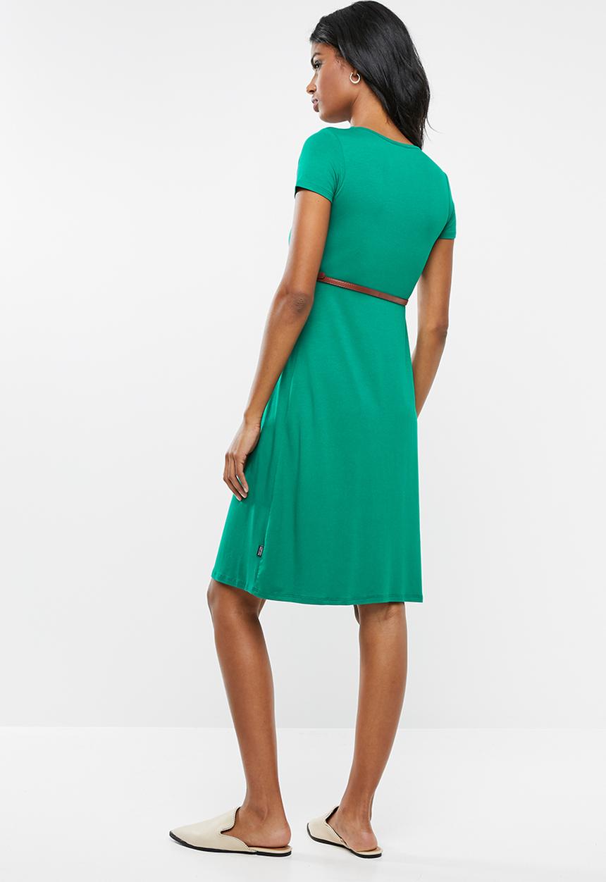 Cherry Melon - Maternity Scoop neck cap sleeve dress - green