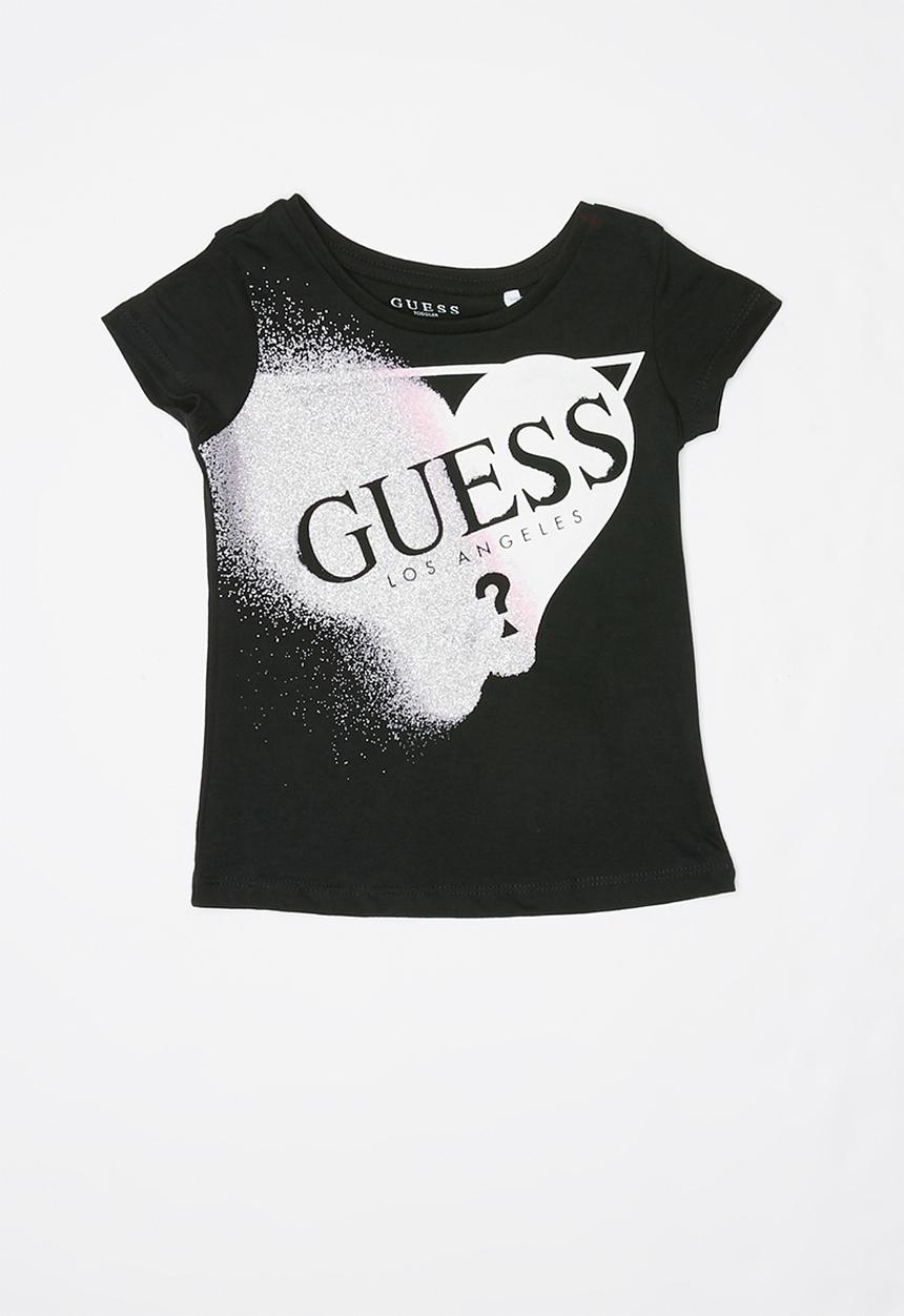 GUESS - Short sleeve faded heart guess tee - black