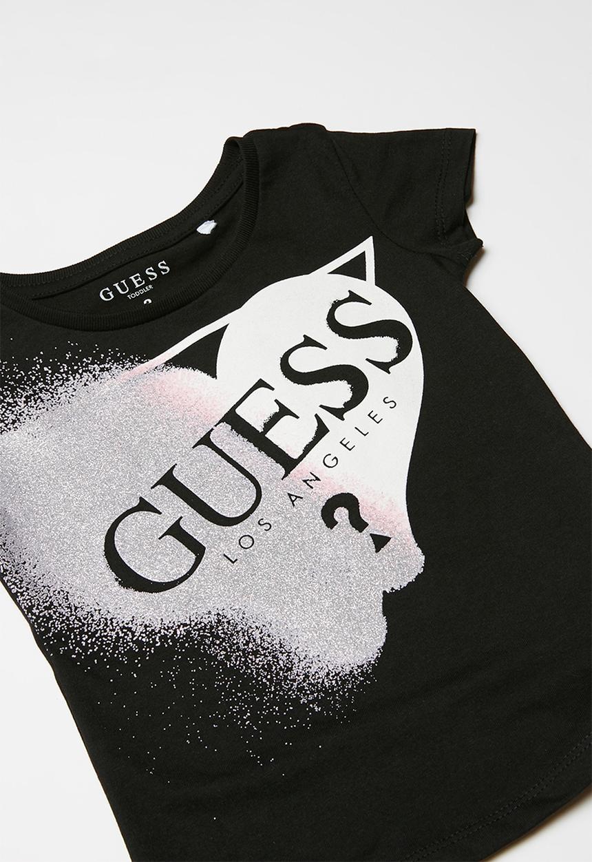 GUESS - Short sleeve faded heart guess tee - black