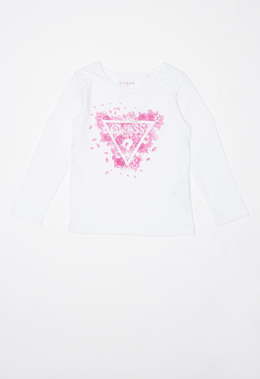 GUESS - Long sleeve scattered petals tri tee - white