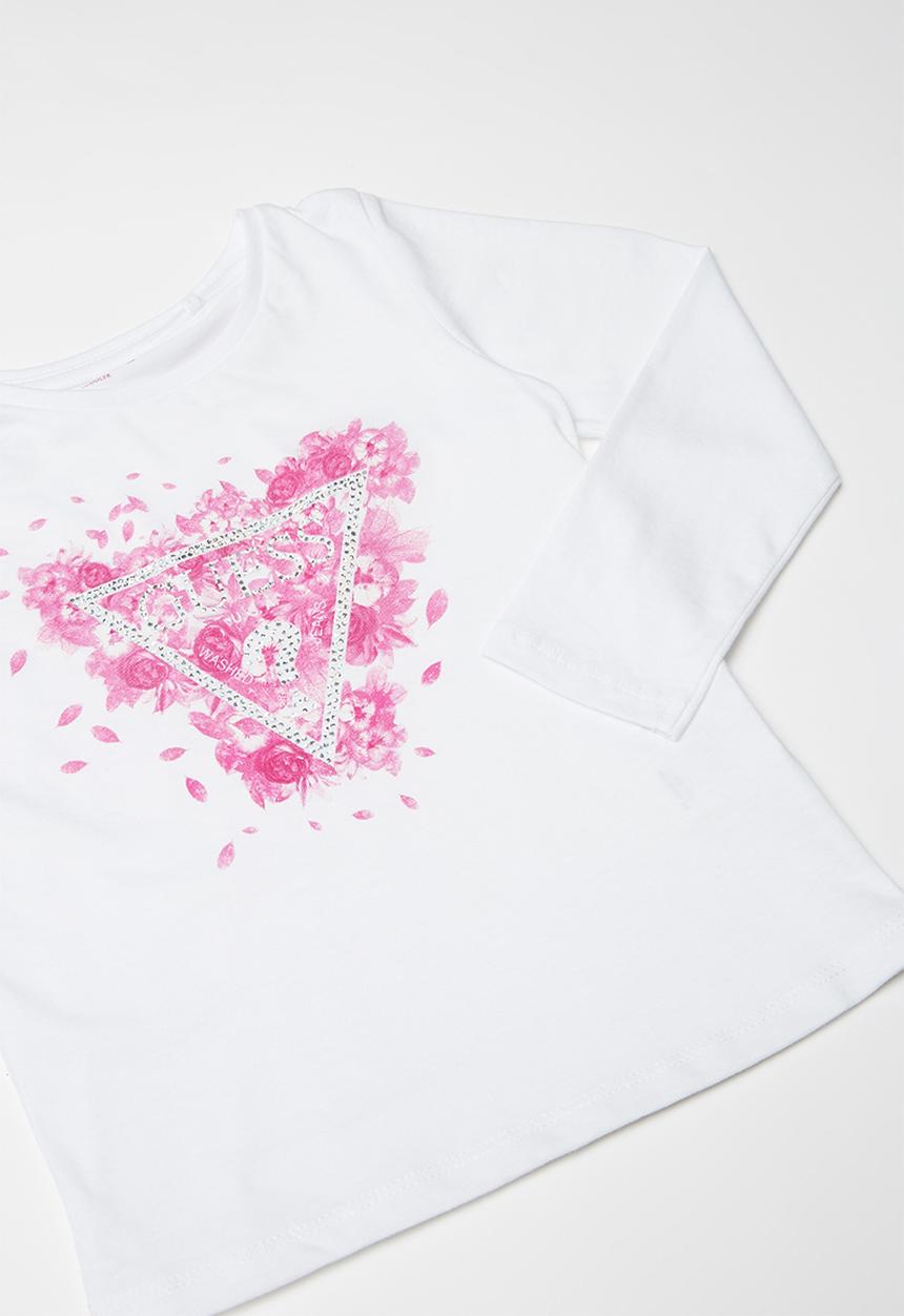 GUESS - Long sleeve scattered petals tri tee - white