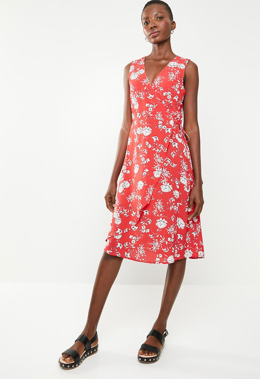 Revenge - Sleeveless faux wrap dress - multi