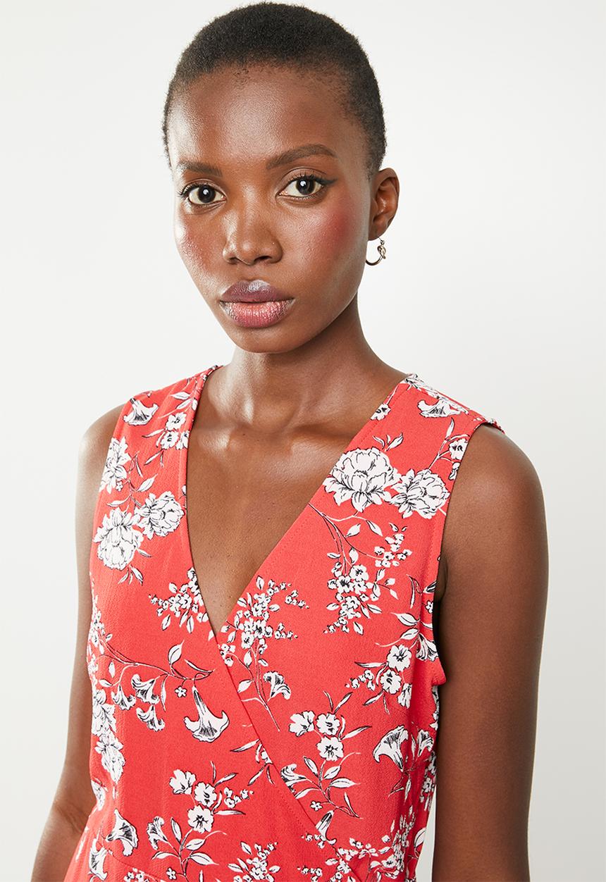 Revenge - Sleeveless faux wrap dress - multi