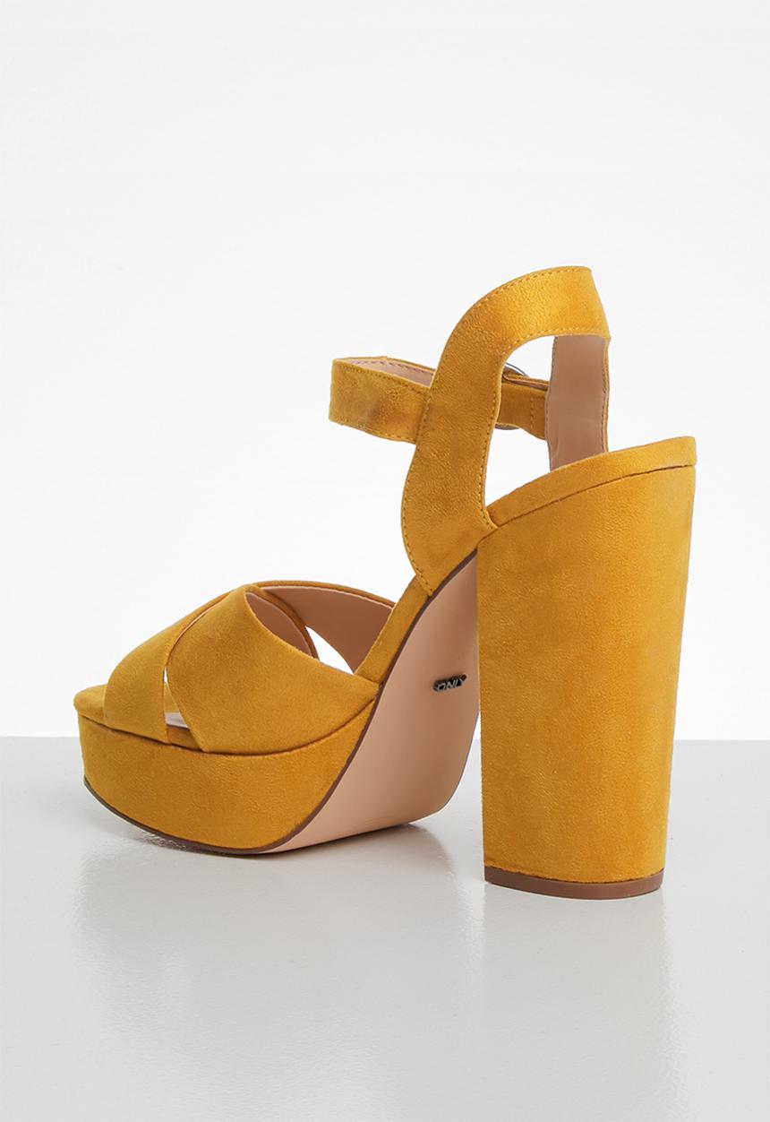 ONLY - Allie wide crossed heeled sandal - yellow