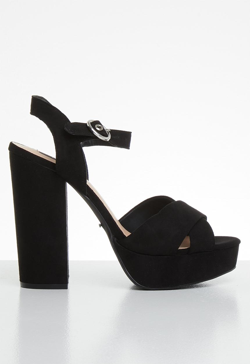 ONLY - Allie wide crossed heeled sandal - black