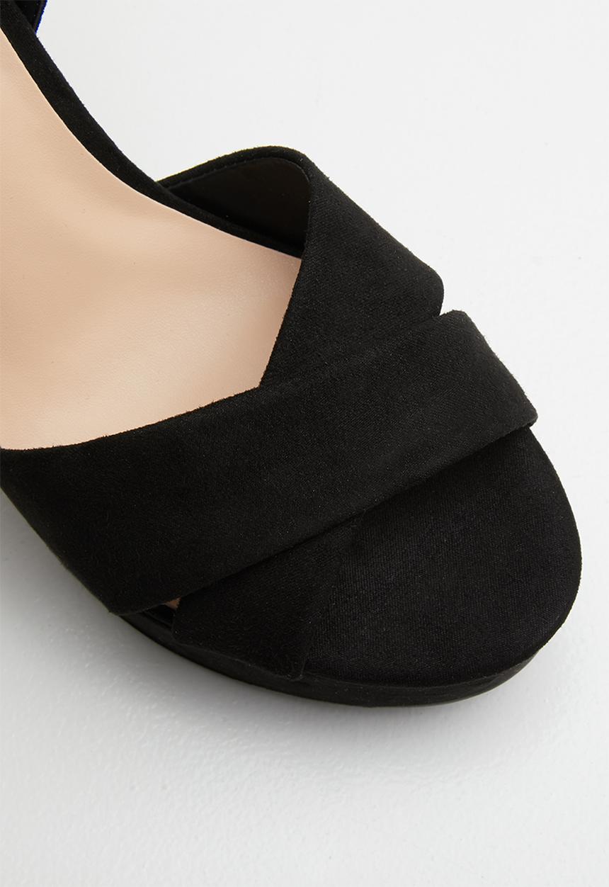 ONLY - Allie wide crossed heeled sandal - black