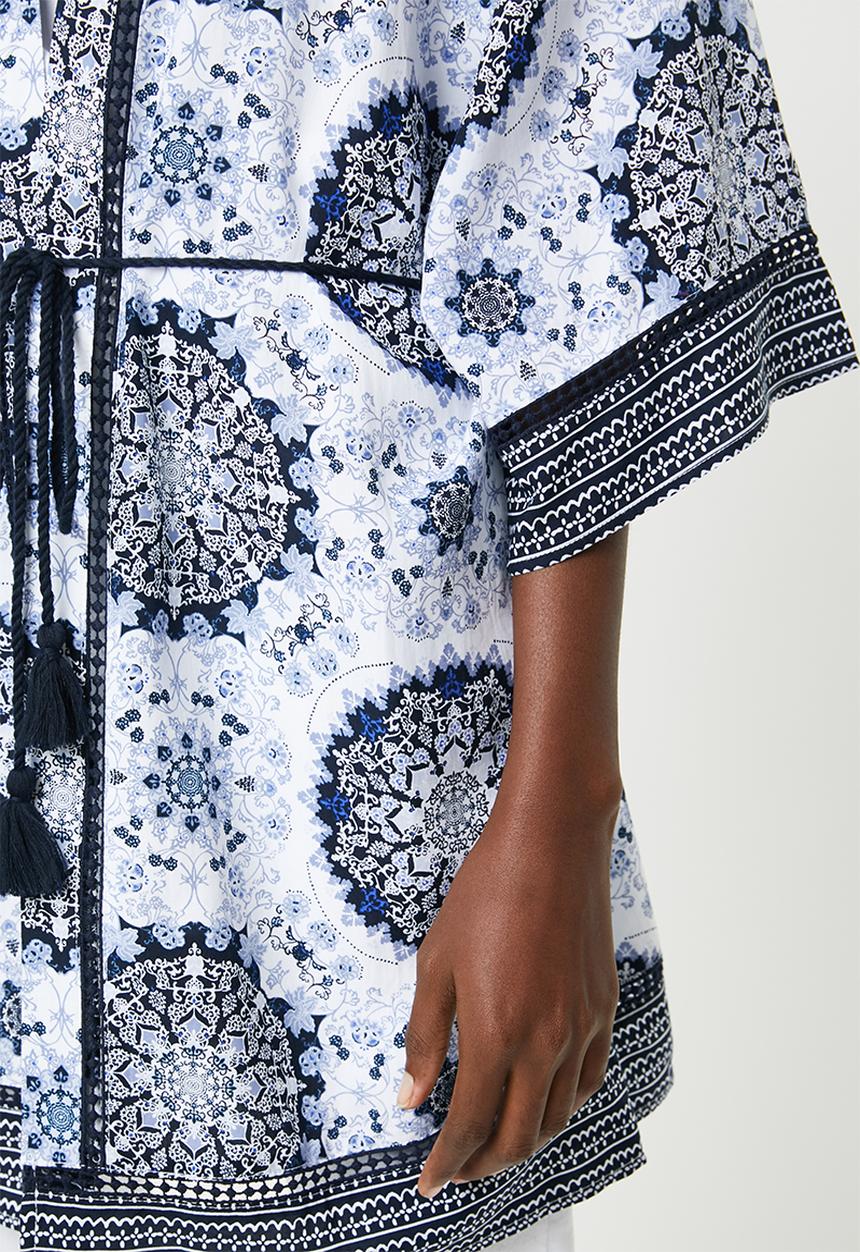 ONLY - Summer long sleeve kimono - white & blue