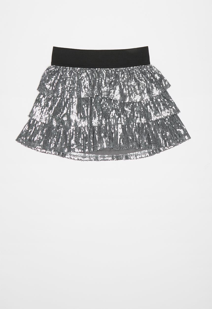 Pop Candy - Girls layered sequin skirt - grey