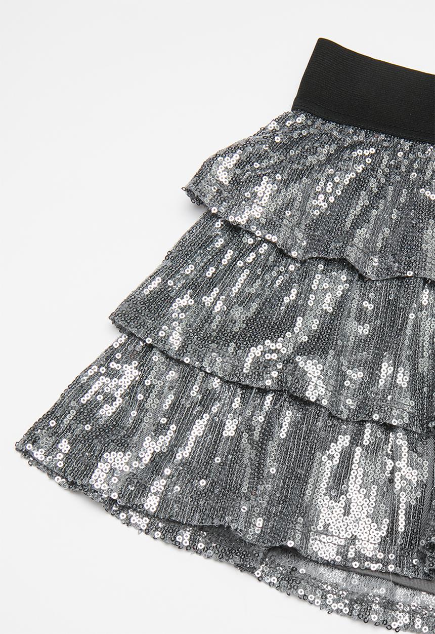 Pop Candy - Girls layered sequin skirt - grey