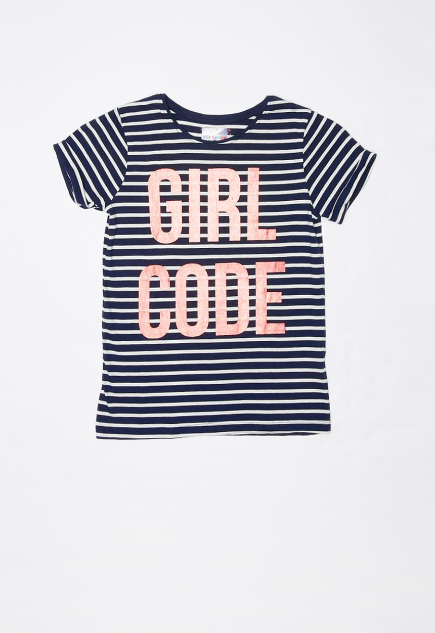 Pop Candy - Girl code short sleeve tee - black and white