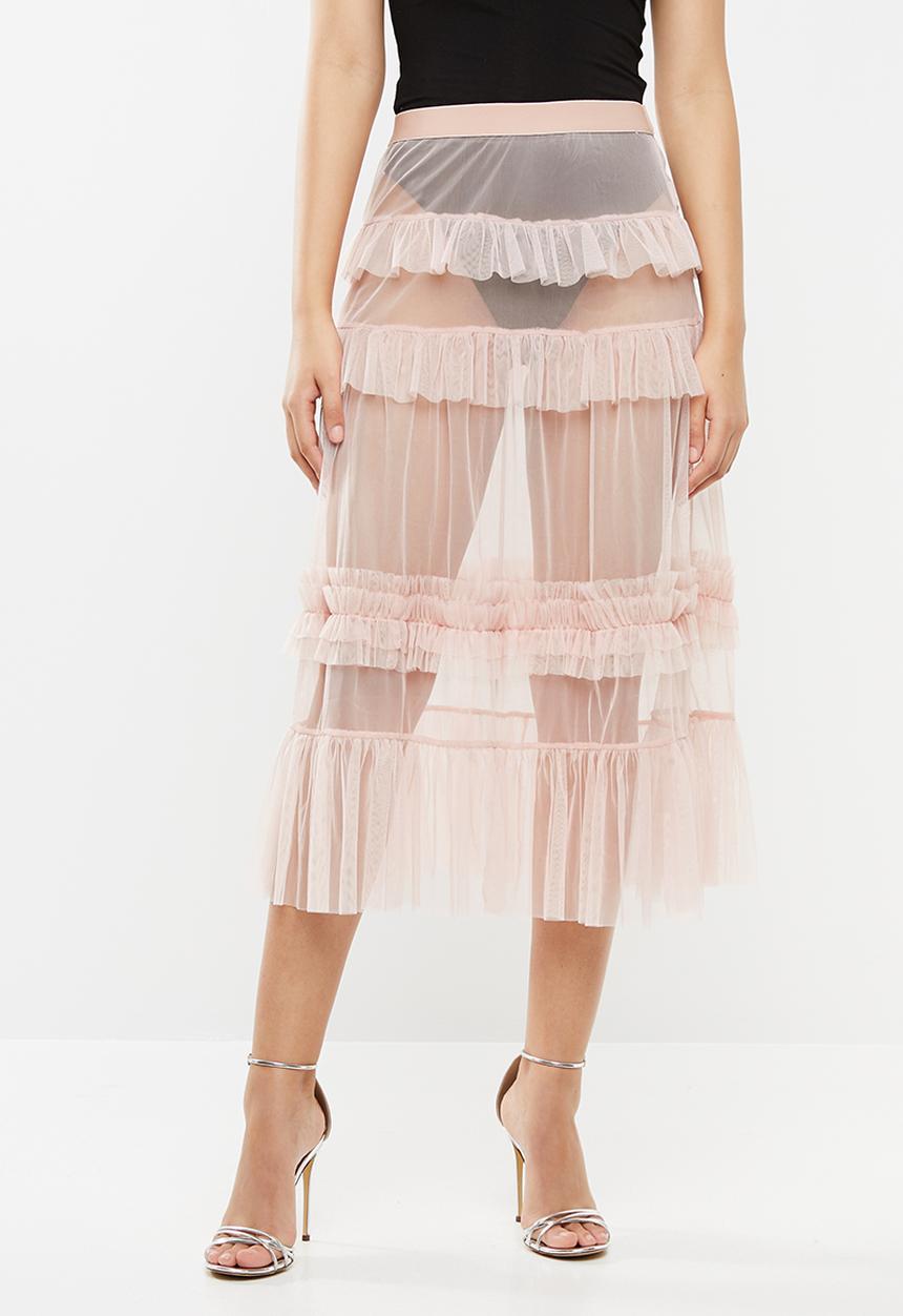 Forever21 - Mesh tiered frill skirt - pink