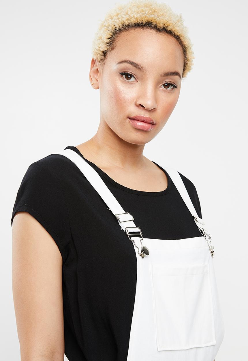 Missguided - Front pocket dungaree - white