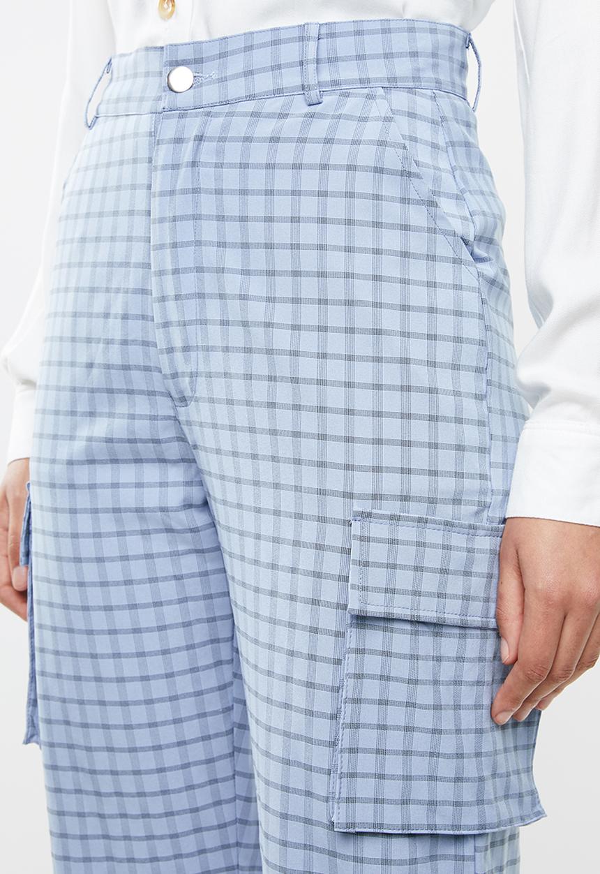 Missguided - Check cargo jogger pants - blue