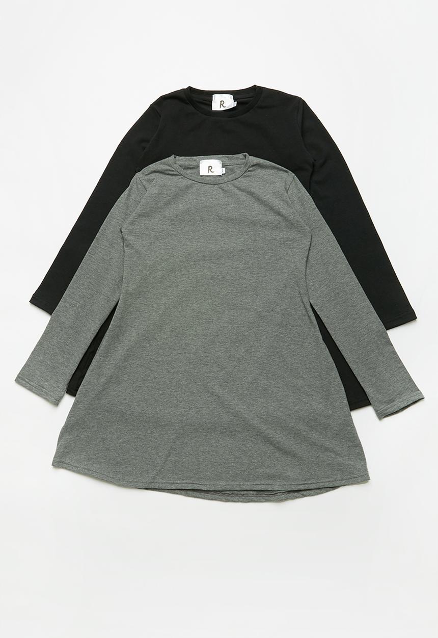 Rebel Republic - 2 pack long sleeve dresses - black & grey
