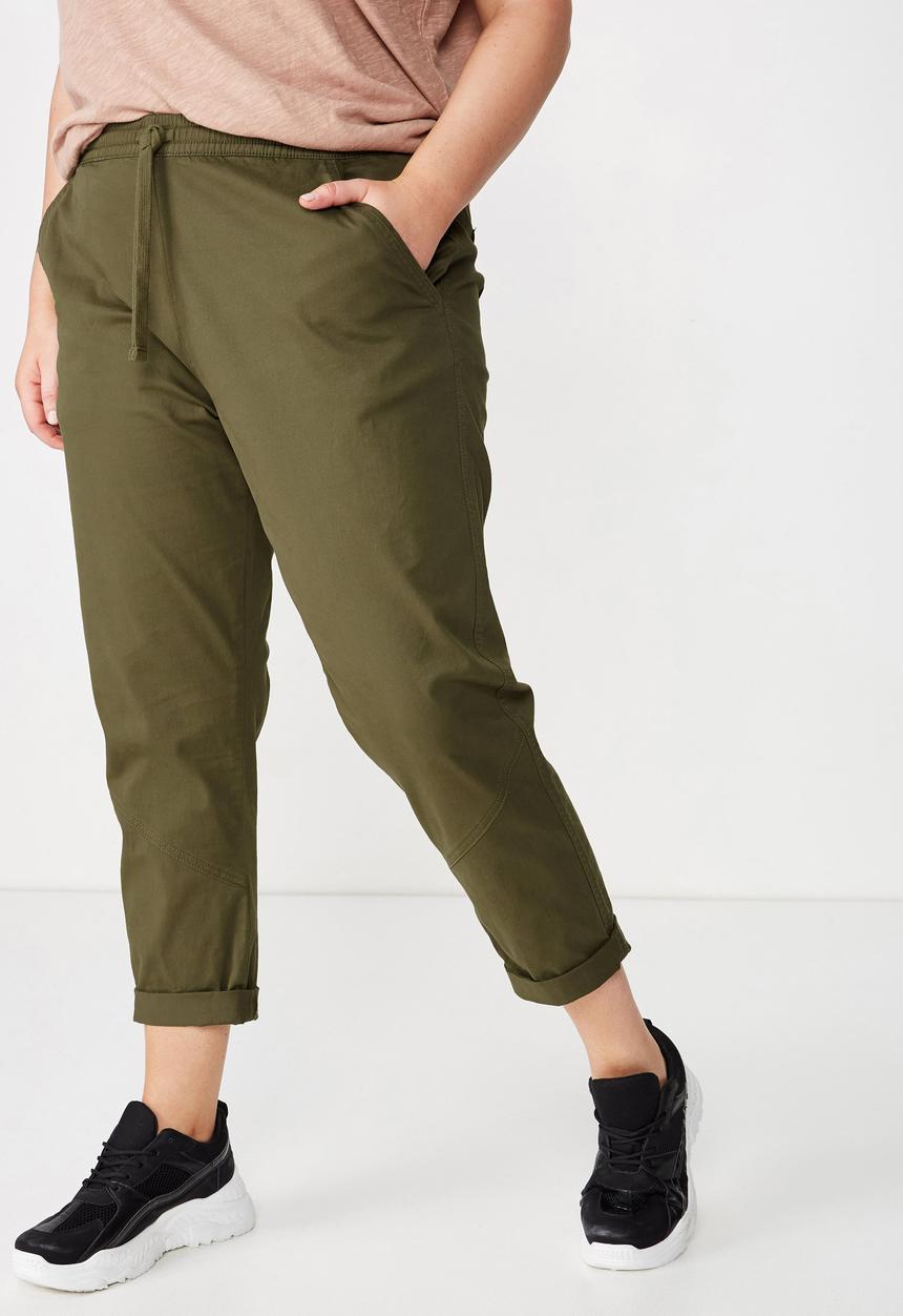 Cotton On - Curve rolled hem chino  - olive green