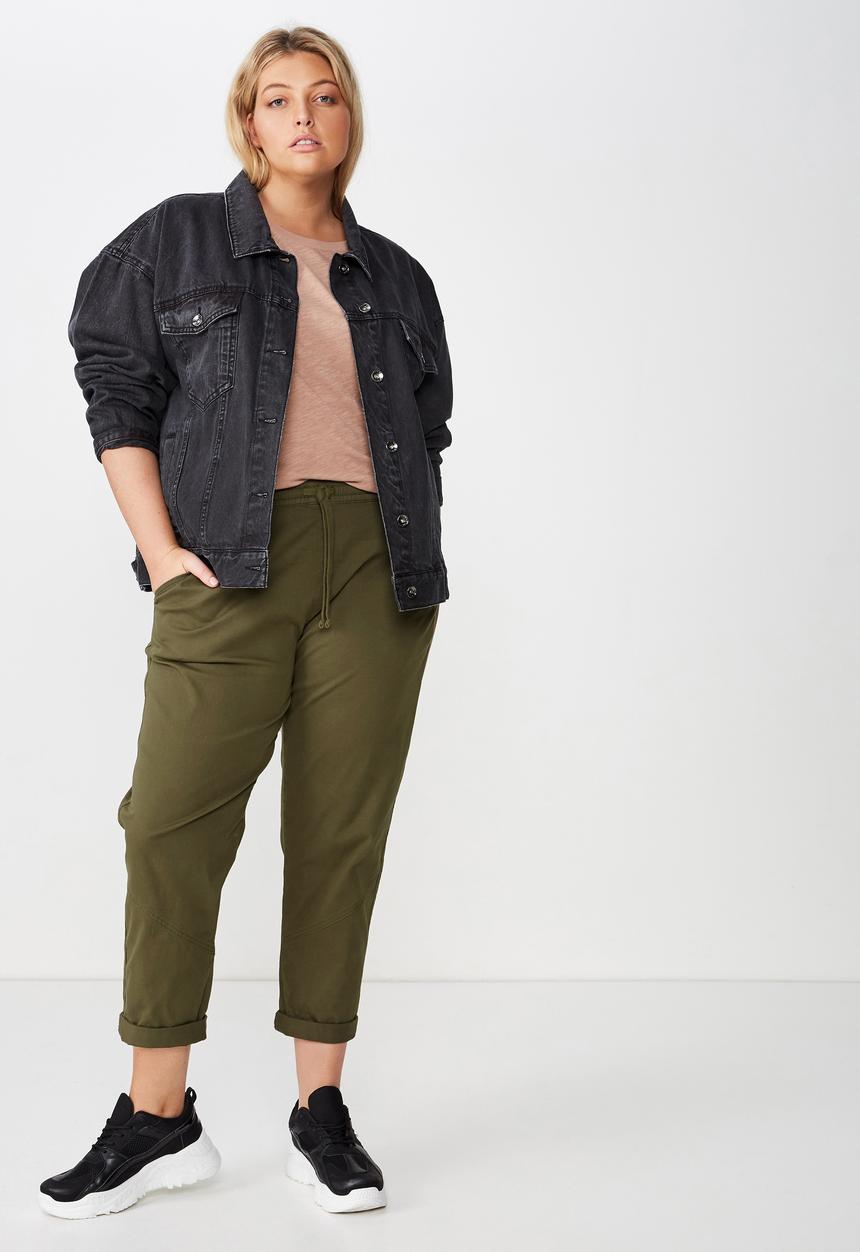 Cotton On - Curve rolled hem chino  - olive green