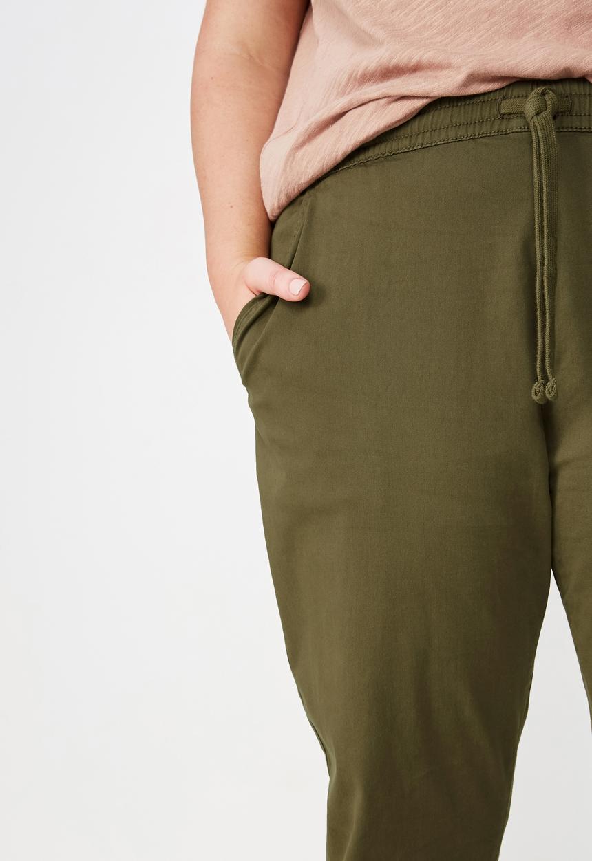 Cotton On - Curve rolled hem chino  - olive green
