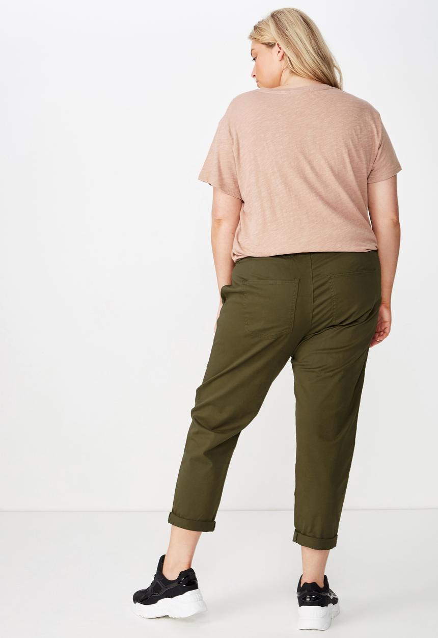 Cotton On - Curve rolled hem chino  - olive green
