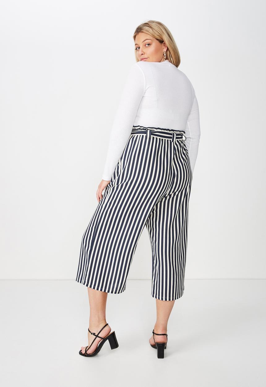 Cotton On - Curve paper bag culotte  -  navy & white