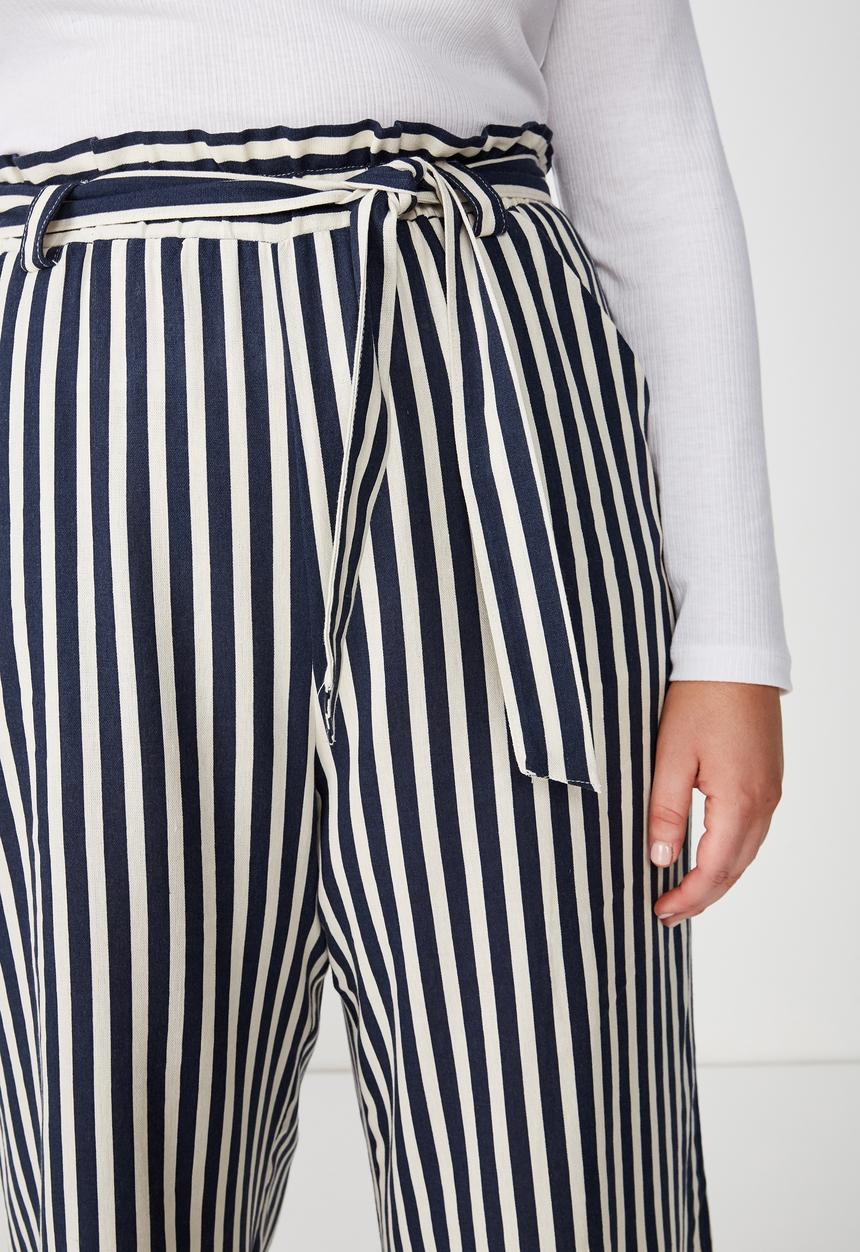 Cotton On - Curve paper bag culotte  -  navy & white