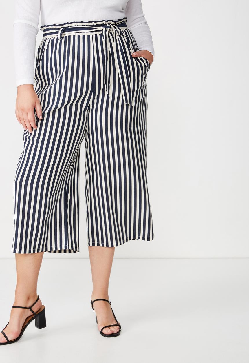 Cotton On - Curve paper bag culotte  -  navy & white