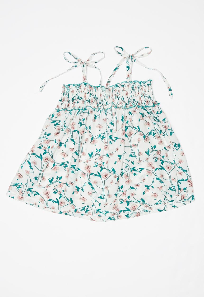 Pop Candy - Relaxed spaghetti strap top - white & green