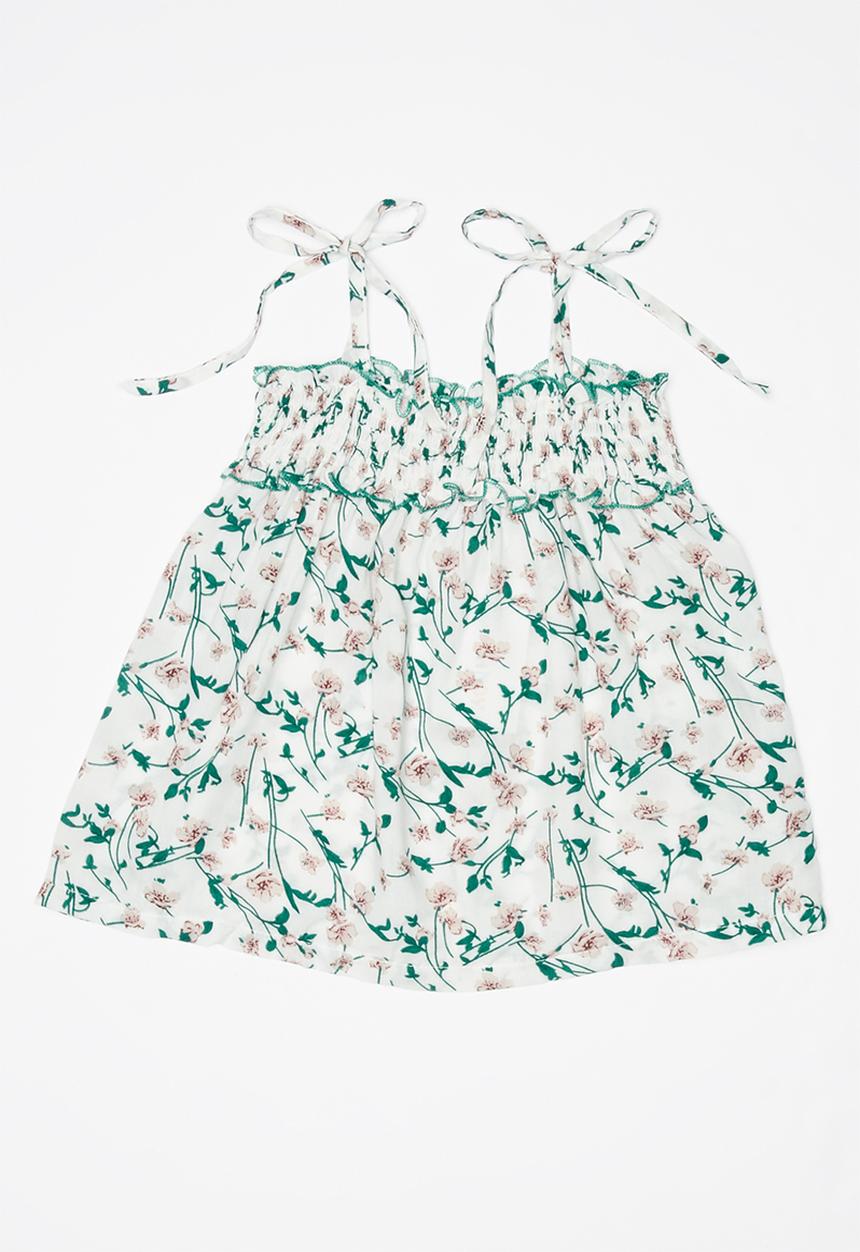 Pop Candy - Relaxed spaghetti strap top - white & green