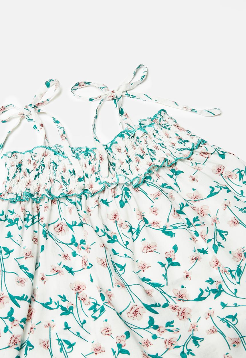 Pop Candy - Relaxed spaghetti strap top - white & green