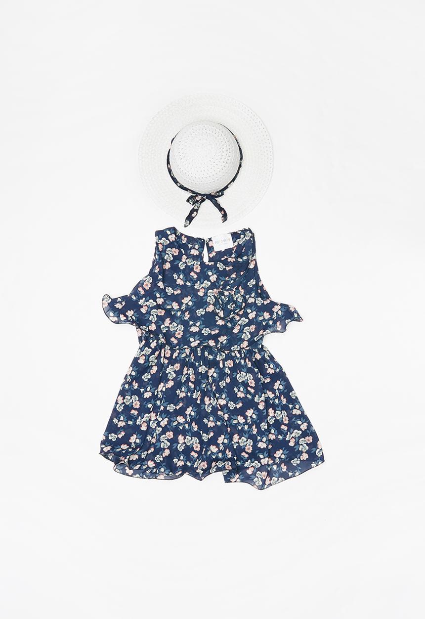 Pop Candy - Printed sleeveless dress with hat - multi